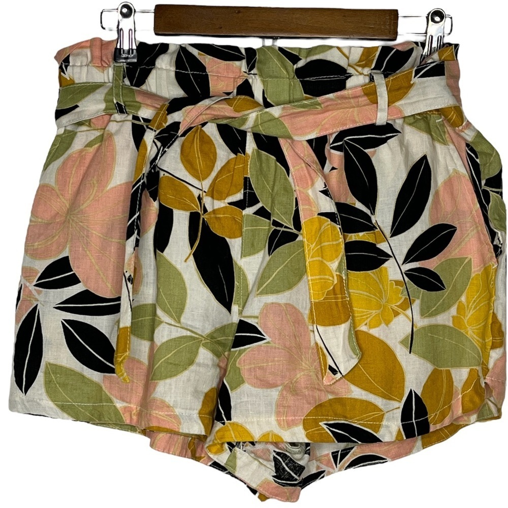 Rachel Zoe Linen Floral Shorts Size Large